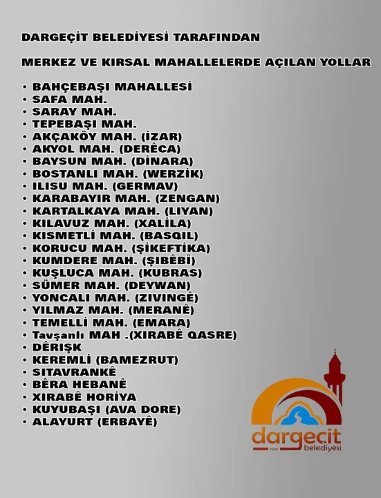 Dargeçit Kırsal Yolları Ulaşıma Açıldı