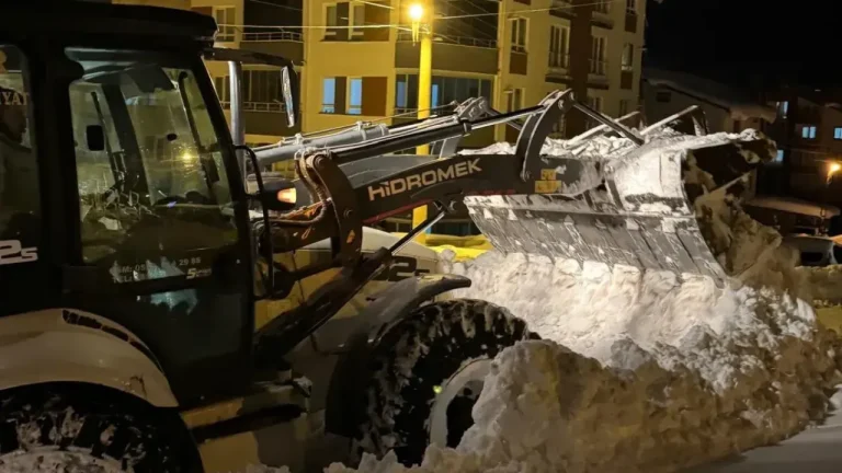 Gerede muhtarı, belediye yetersizliğinde kar temizliği yaptı.