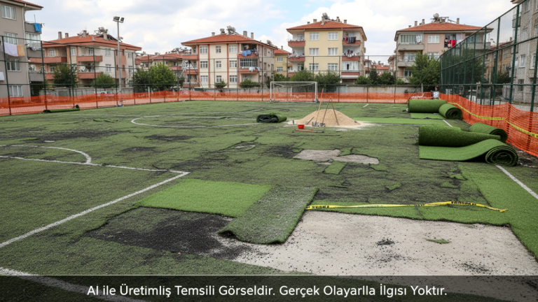 Dumlupınar Mahallesi Halı Sahasında Onarım Başladı