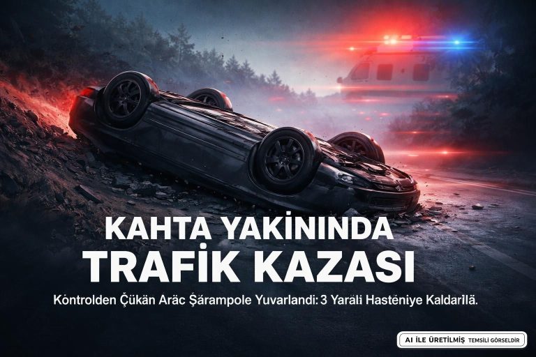 Adıyaman’da Direksiyon Hakimiyeti Kaybedilen Araç Şarampole Yuvarlandı
