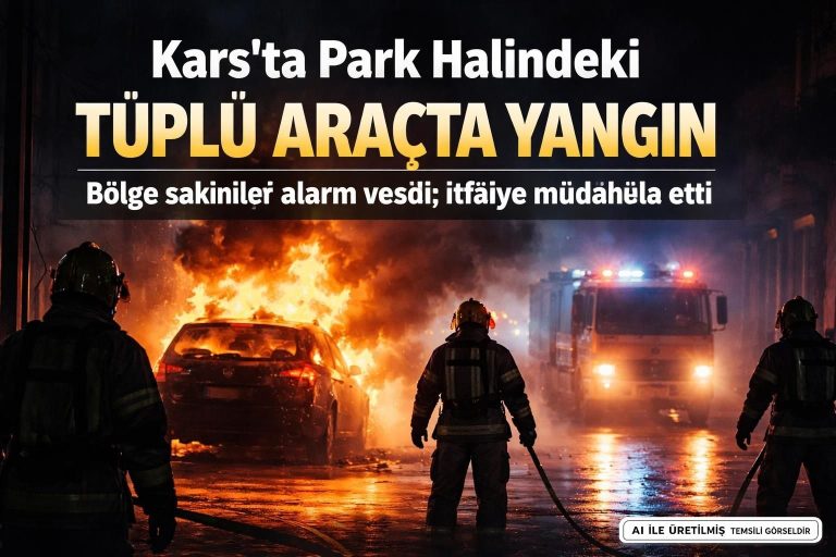 Kars’ta Park Halindeki Tüplü Araçta Yangın Çıktı