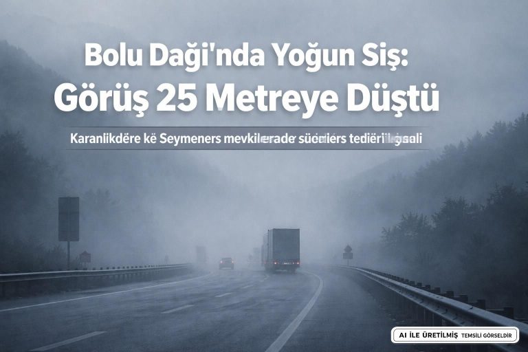 Bolu Dağı’nda Yoğun Sis: Görüş Mesafesi Tehlikeli Düzeyde Düştü