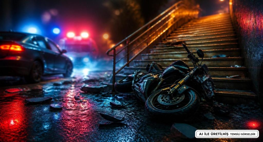 Bursa'da Motosiklet Sürücüsü Merdivenlerden Uçtu