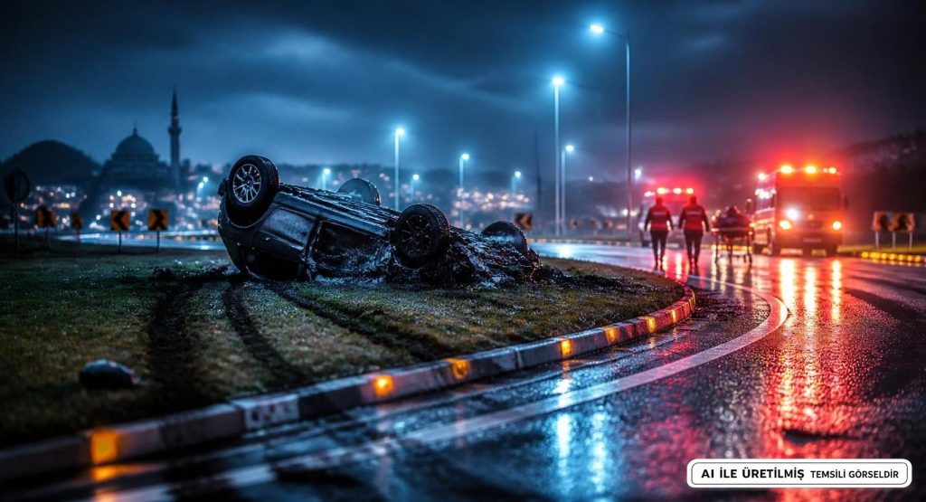 Bursa'da Takla Atan Otomobilde Anne ve Oğul Yaralandı