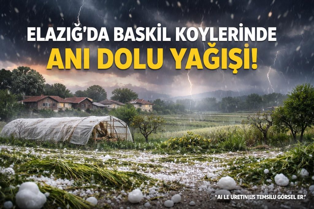 Elazığ'da Dolu Yağışı Etkiledi: Baskil İlçesinde Tarım Alanları Zarar Gördü