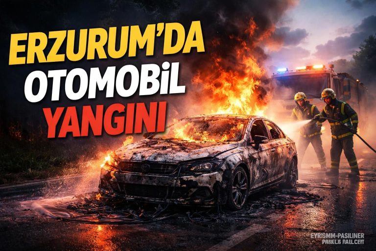 Erzurum’da Seyir Halindeki Otomobil Alev Aldı