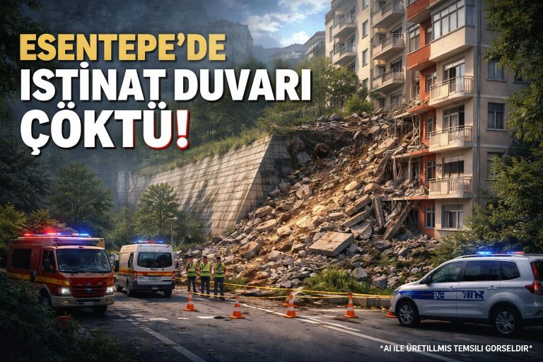 Esentepe’de İstinat Duvarı Çökmesi Paniği Yarattı: Bölgede Güvenlik Önlemleri Alındı