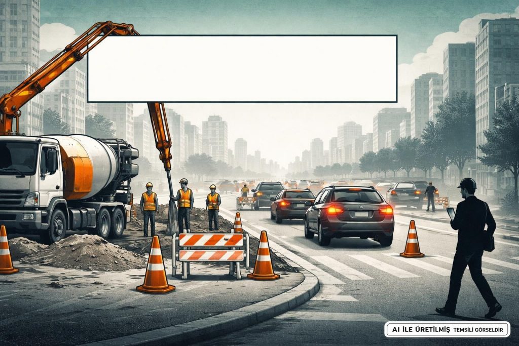 Eskişehir Bulvarında Beton Dökümü Trafik Güvenliğini Tehlikeye Attı