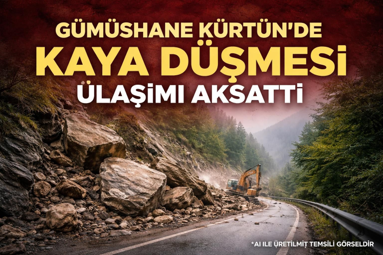 Gümüşhane’de Kritik Yayla Yolu Tehlikede: Yamaçtan Kopan Dev Kaya Parçaları Ulaşımı Aksattı