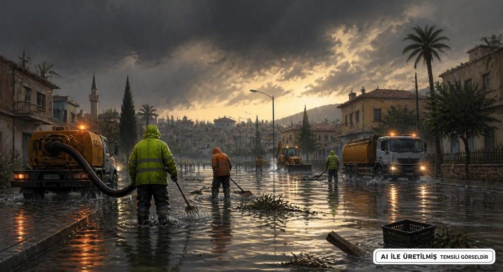 Hatay Dörtyol'da Sağanak Yağışlar Su Birikintilerine Yol Açtı