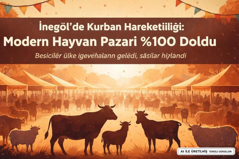 İnegöl Modern Hayvan Pazarı’nda Kurbanlık Yoğunluğu Başladı