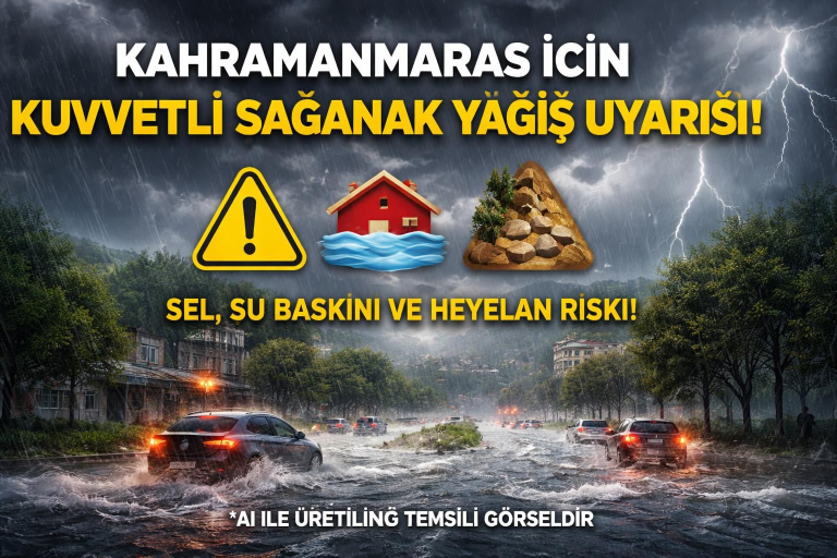 Kahramanmaraş’ta Sağanak Yağış Uyarısı: Sel ve Su Baskını Riskleri Alarm Verildi