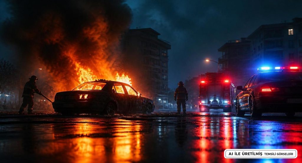 Kayseri'de Seyir Halindeki Otomobil Alev Aldı