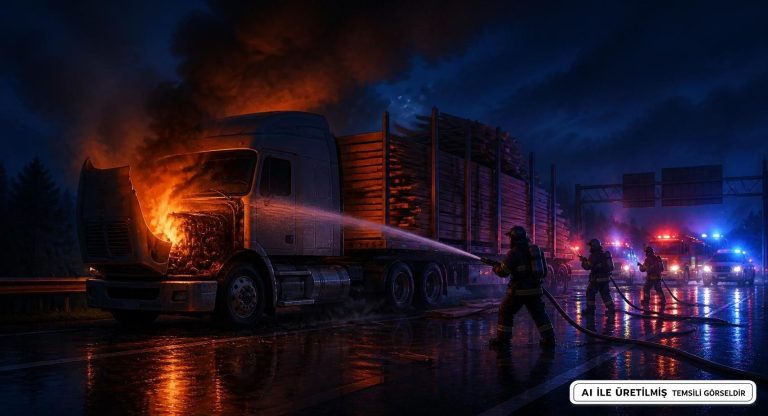 Kırıkkale D200 Karayolu’nda Çekici Motorunda Yangın