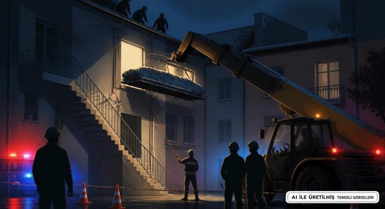 Osmancık’ta Ölü Bulunan Cenaze, Forklift Yardımıyla İndirildi