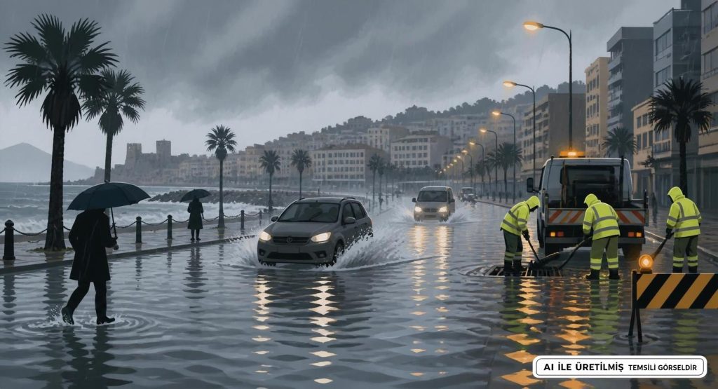 Silifke'de Sağanak Yağışlar Cadde ve Sokakları Su Baskını Altına Aldı