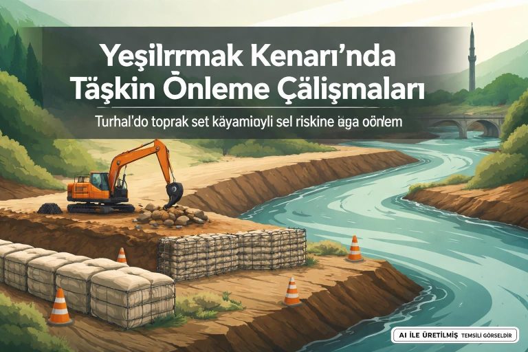 Turhal Yeşilırmak’ta Taşkın Riski İçin Toprak Set Çalışmaları Başlatıldı