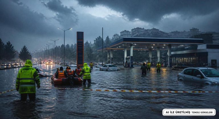 Uşak’ta Sağanak Yağmuru Yolları ve İstasyonları Su Bastı