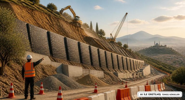 Yeşilhisar Heyelan Bölgesinde Güçlü İstinat Duvarı Yapılıyor