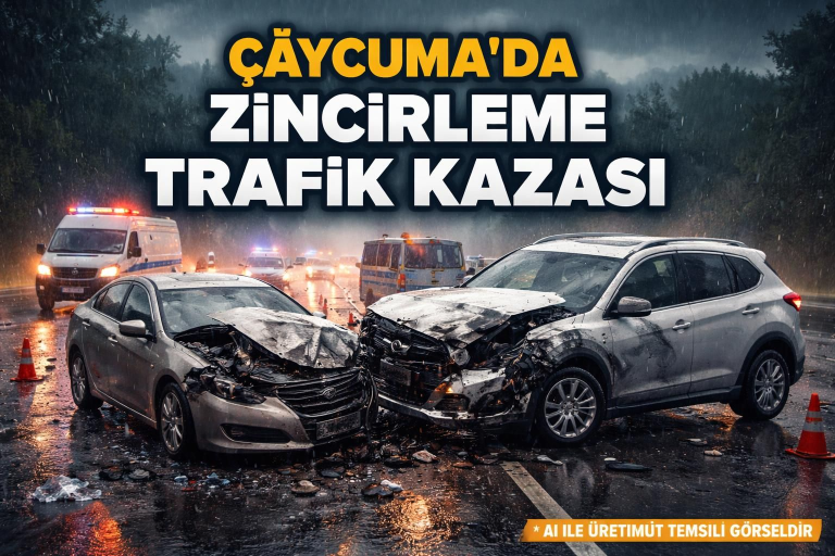 Zonguldak Çaycuma’da Yağışlı Havaya Rağmen İki Büyük Trafik Kazası Meydana Geldi