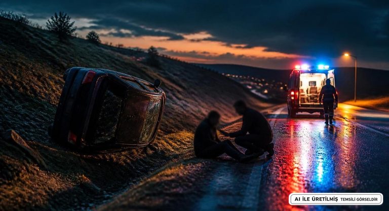 Adıyaman’da Otomobil Şarampole Devrildi: İki Kişi Yaralandı