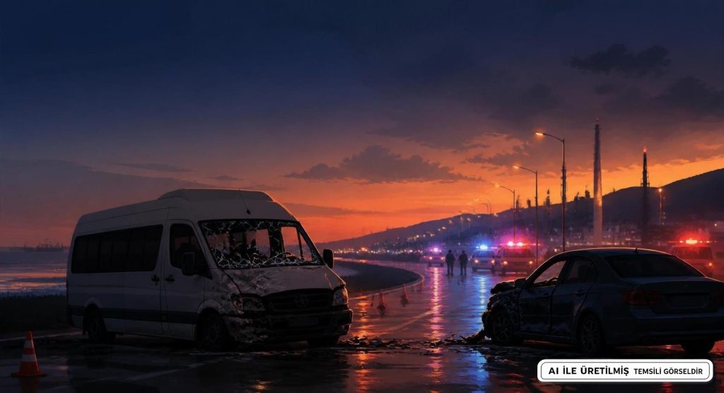 Aliağa’da Servis Otobüsü ve BMW Çarpıştı