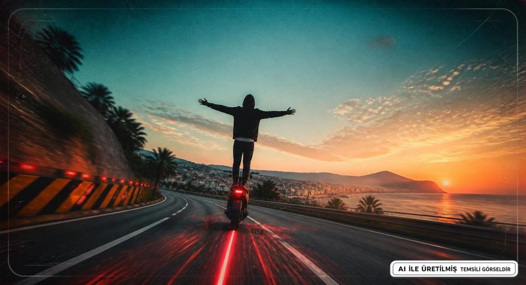 Antalya'da Hareket Halindeki E-motosiklet Tehlikesi