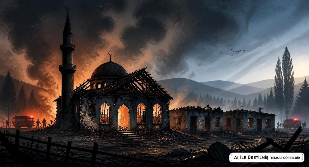 Kastamonu'da Köy Camii ve Yapılar Yangınında Kullanılmaz Hale Geldi