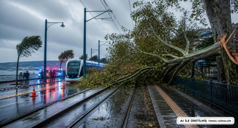 Kocaeli İzmit’te Tramvay Hattına Ağaç Devrildi
