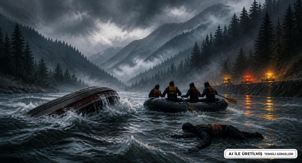 Rize'de Kayıp Vatandaş Arama Çalışması Botu Devrildi