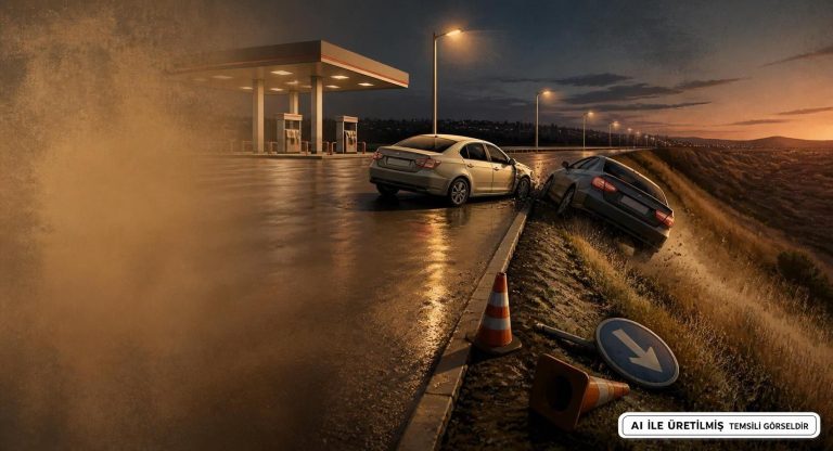 Siverek’te Akaryakıt İstasyonuna Giriş Yapılırken Korkunç Kaza