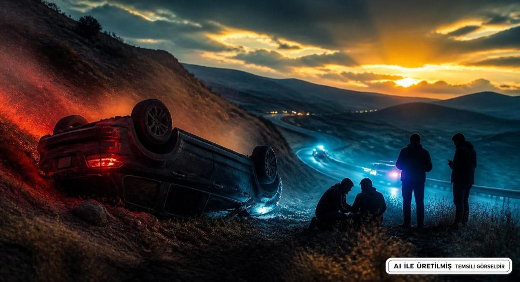 SUV, Niğde Otoyolu'nda Şarampole Devrildi