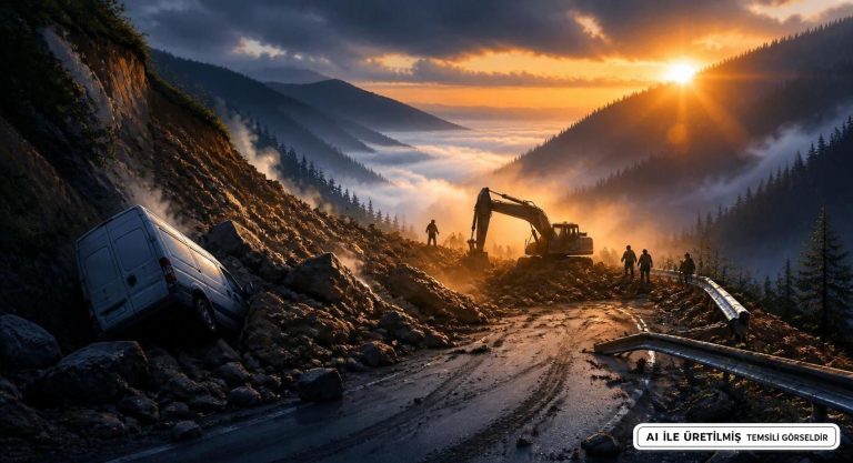 Trabzon-Bayburt Karayolu Heyelanıyla Ulaşıma Kapandı