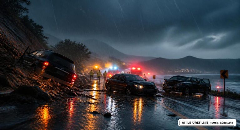 Ünye’de Sağanak Yağışta 3 Araçlı Kaza: 6 Kişi Yaralandı