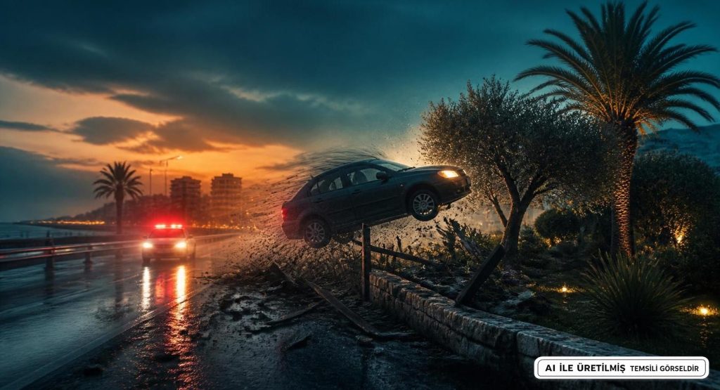 Aydın Didim'de Trafik Kazası Bahçeye Uçtu