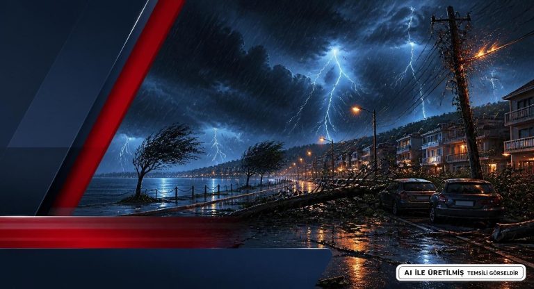 Balıkesir Erdek’te Sağanak Ve Fırtına Su Bastı
