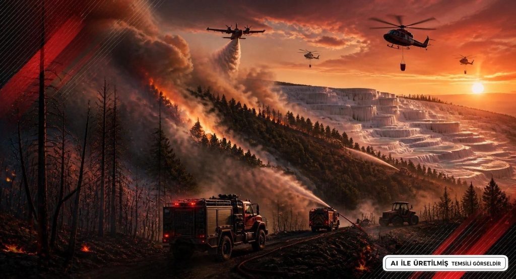 Denizli'de Pamukkale Yakınında Orman Yangını