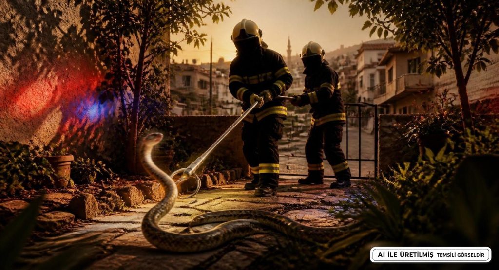 Hatay'da Bahçeye Giren Yılan Yakalandı