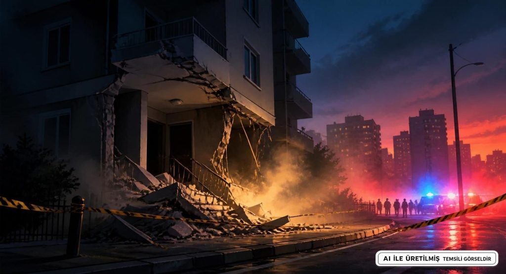 İstanbul Küçükçekmece'de Apartman Girişi Çöktü