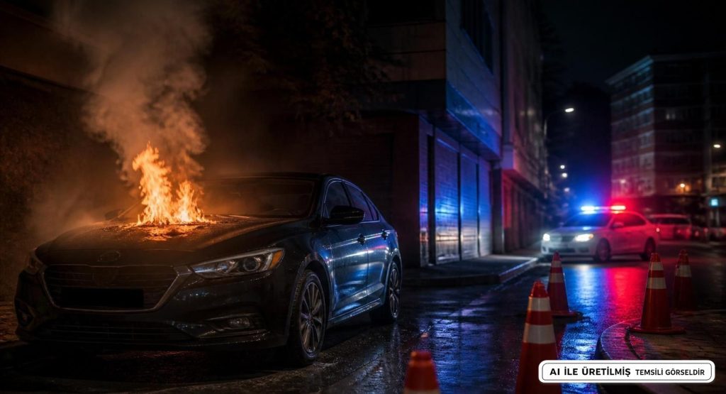 Kayseri'de Otomobil Yangını Büyümeden Söndürüldü