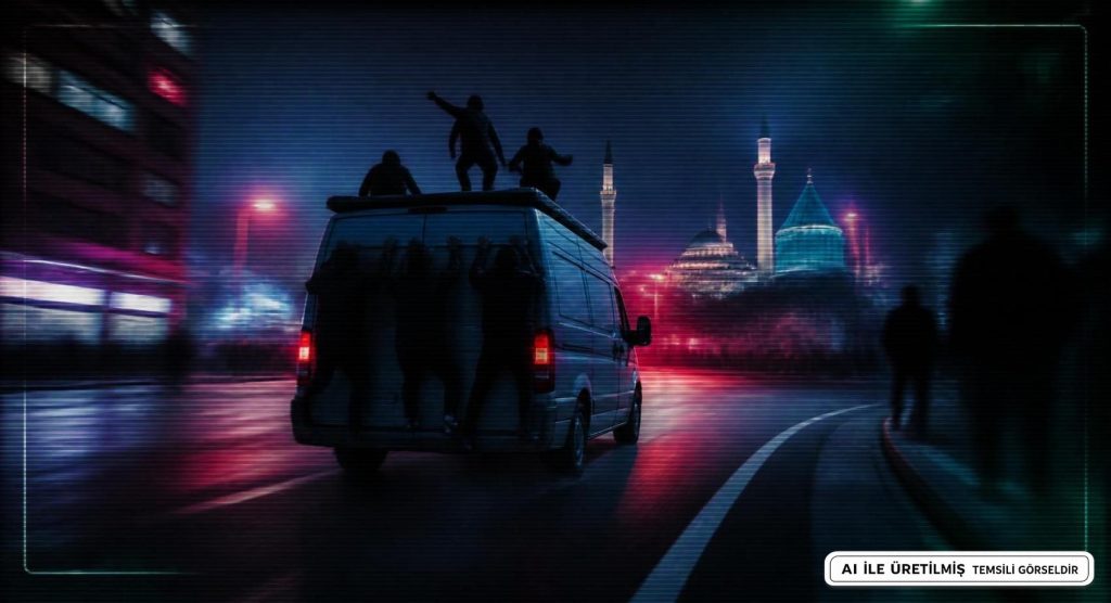 Konya'da Minibüse Tutunarak Yolculuk Güvenlikte