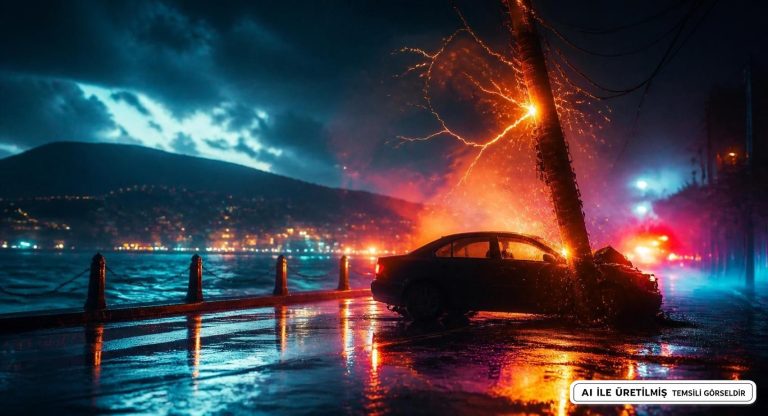 Mudanya’da Elektrik Direğine Çarpma Felaketi
