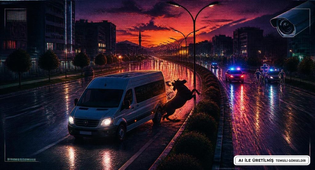 Osmaniye Düzici'de Minibüs Ata Çarptı