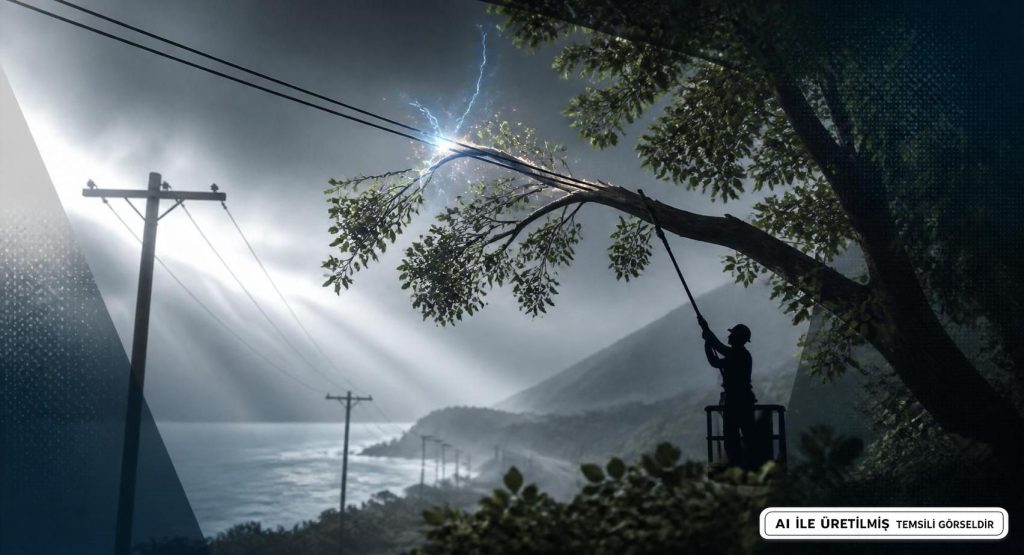 Rize'de Ihlamur Dalı Elektrik Hattına Temas