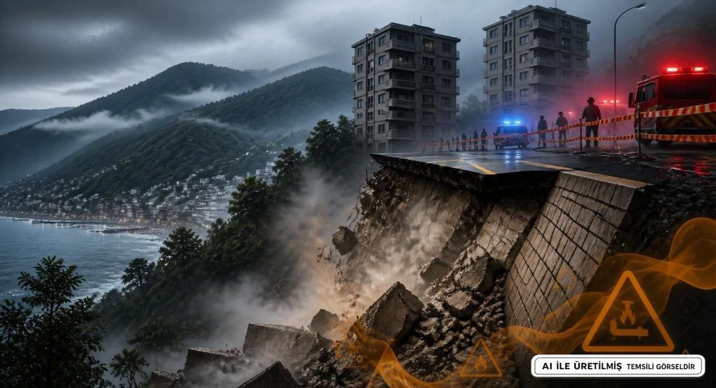 Rize'de Yurt İnşaatı İstinat Duvarı Çöktü